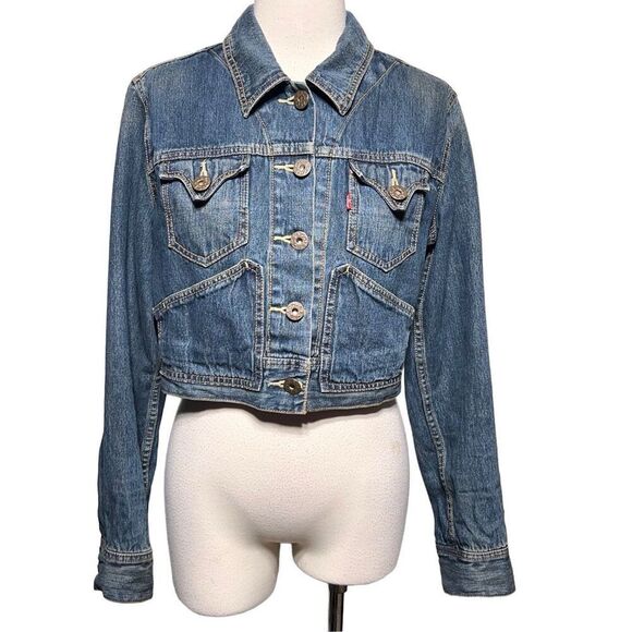 Levi's Cropped Denim Jacket Medium - Picture 1 of 4